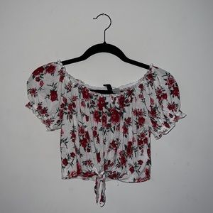 H&M white floral crop top